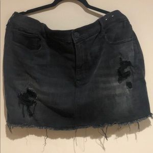 Express Straight Mini Black Distressed Jean Skirt